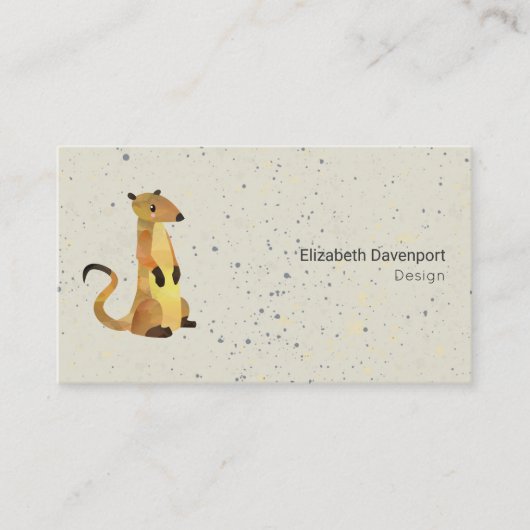 Wasserfarben Meerkat auf Beige Beruflich Visitenkarte (Vorderseite)