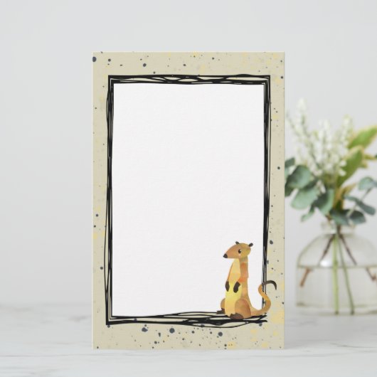 Wasserfarben-Meerkat auf beigem Hintergrund Briefpapier (Stehend Vorderseite)