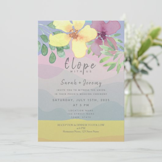 Wasserfarben-Micro-Hochzeit Einladung (Stehend Vorderseite)