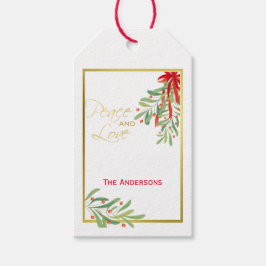 Wasserfarben-Mistletoe & Gold | Personalisierter U Geschenkanhänger