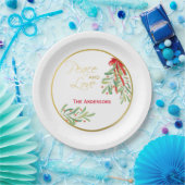 Wasserfarben-Mistletoe & Gold | Personalisierter U Pappteller (Party)