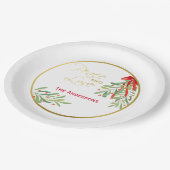 Wasserfarben-Mistletoe & Gold | Personalisierter U Pappteller (Schrägansicht)
