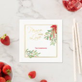 Wasserfarben-Mistletoe & Gold | Personalisierter U Serviette (Beispiel)