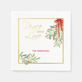 Wasserfarben-Mistletoe & Gold | Personalisierter U Serviette (Vorderseite)