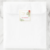 Wasserfarben-Mistletoe & Gold | Urlaub Quadratischer Aufkleber (Tasche)
