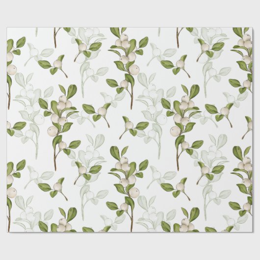 Wasserfarben-Mistletoe Winter-Pflanze Nahtloses Mu Geschenkpapier (Flach)