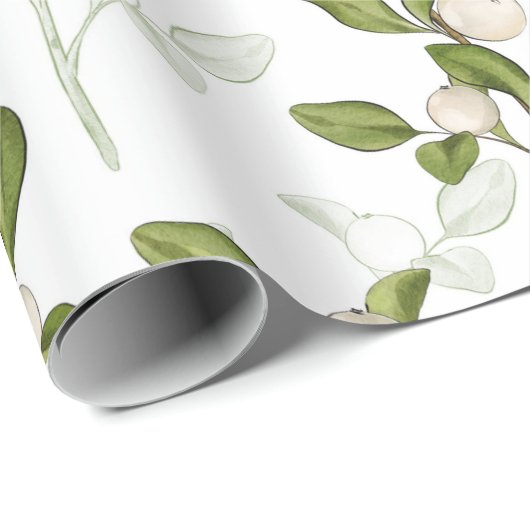 Wasserfarben-Mistletoe Winter-Pflanze Nahtloses Mu Geschenkpapier (Rolleneckpunkt)