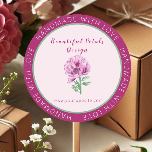 Wasserfarben mit Liebe und Mohngeschäft Runder Aufkleber