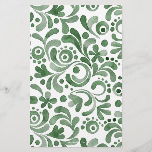 Wasserfarben Mit Monogramm Topiary Stationierung Briefpapier (Rückseite)