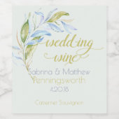 Wasserfarben Modern Boho Leafy Branchen Weinkultur Weinetikett (Einzelnes Label)