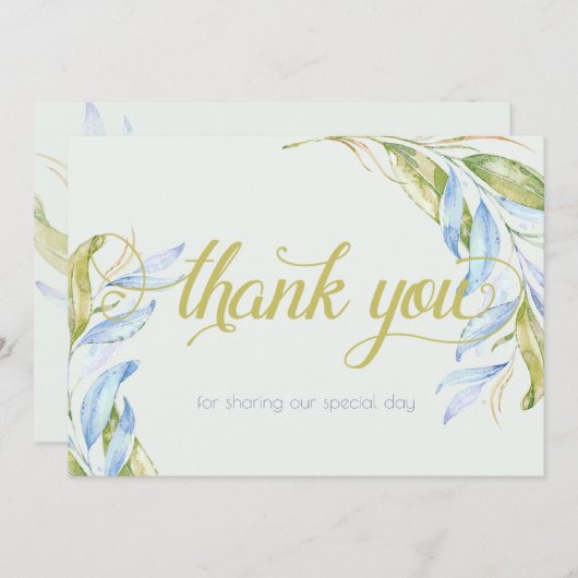Wasserfarben Moderne Boho Leafy Branchen Vielen Da Dankeskarte (Vorne/Hinten)