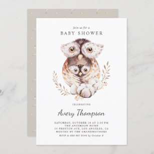 Wasserfarben Mommy and Baby Owls Fall Baby Dusche Einladung