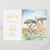 Wasserfarben-Mommy + Baby African Animals Party Go Folieneinladung (Vorderseite)
