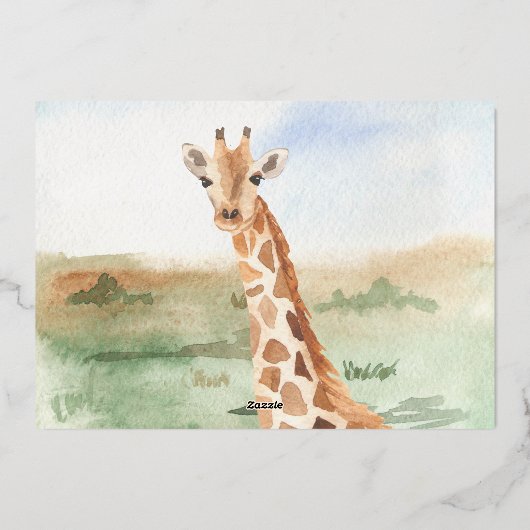 Wasserfarben-Mommy + Baby African Animals Party Go Folieneinladung (Rückseite)