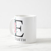 Wasserfarben-Monogramm, einzelner Buchstabe E Kaffeetasse (Vorderseite Links)