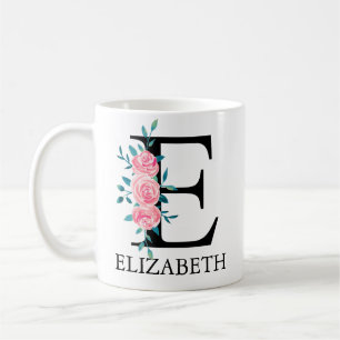 Wasserfarben-Monogramm, einzelner Buchstabe E Kaffeetasse
