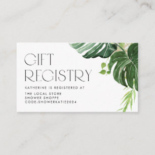 Wasserfarben-Monstera-Tropen-Baby-Shower-Geschenkl Begleitkarte