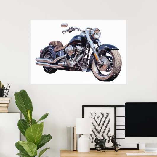 Wasserfarben-Motorrad Poster (Heimbüro)