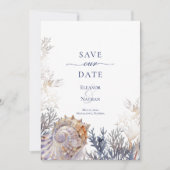 Wasserfarben-Muschelkorallen Hochzeiten speichern  Save The Date (Vorderseite)