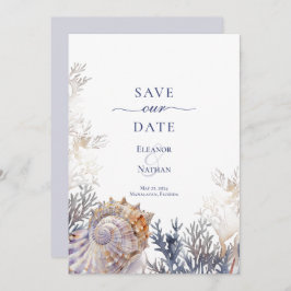Wasserfarben-Muschelkorallen Hochzeiten speichern  Save The Date