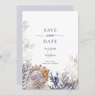 Wasserfarben-Muschelkorallen Hochzeiten speichern Save The Date