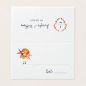 Wasserfarben-Muscheln Hochzeitsfeier Platzkarte (Außenseite Aufgefaltet)