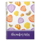 Wasserfarben-Muscheln-Notebook mit Namen Notizblock (Vorderseite)