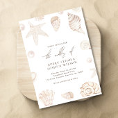 Wasserfarben-Muscheln & Perlen Schönheitshochzeit Einladung