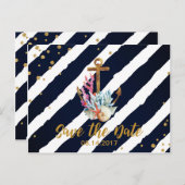 Wasserfarben-Muscheln Save the Date Ankündigungspostkarte (Vorne/Hinten)