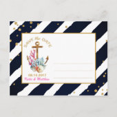 Wasserfarben-Muscheln Save the Date Ankündigungspostkarte (Rückseite)