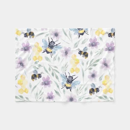 Wasserfarben-Muster Fleecedecke (Vorderseite (Horizontal))