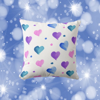 Wasserfarben Muster Muster Pink Blau Lila Kissen