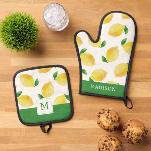 Wasserfarben-Muster Ofenhandschuh & Topflappen-Set (Oben Unten)