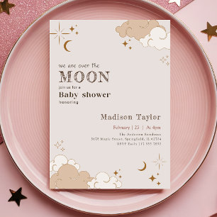 Wasserfarben-Mystischer-Halbmond-Baby-Party Einladung