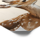 Wasserfarben-Naturkunst mit Mutterhirsch und Hirsc Poster (Ecke)
