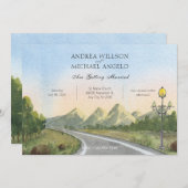 Wasserfarben Naturlandschaft Hochzeit Einladung (Vorne/Hinten)