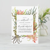 Wasserfarben Nautical Seaweed Online Virtual Weddi Einladung (Stehend Vorderseite)