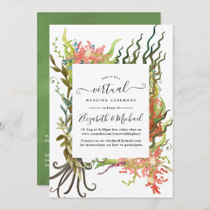 Wasserfarben Nautical Seaweed Online Virtual Weddi Einladung