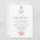 Wasserfarben Nautische Themenflora Sippe und sehen Einladung (Vorderseite)