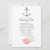 Wasserfarben-Nautisches Brautparty per Post Einladung (Vorderseite)