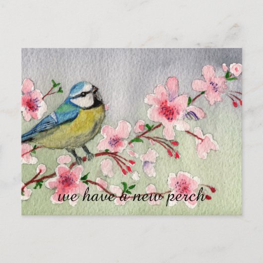 Wasserfarben - Neuer Platz Änderung der Adresse Ankündigungspostkarte (Vorderseite)