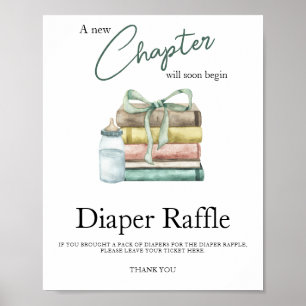Wasserfarben neues Kapitel Babydusche Windelpreisv Poster