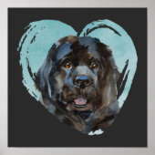 Wasserfarben-Neufundland-Portrait Poster (Vorne)