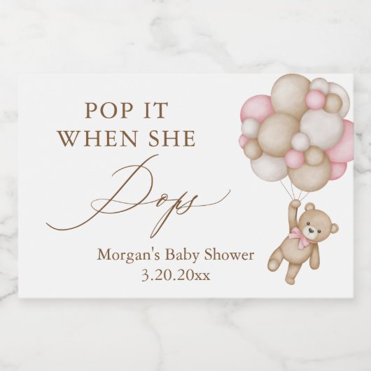 Wasserfarben-Neutral-Teddy-Bärendusche Schaumweinetikett (Einzelnes Label)