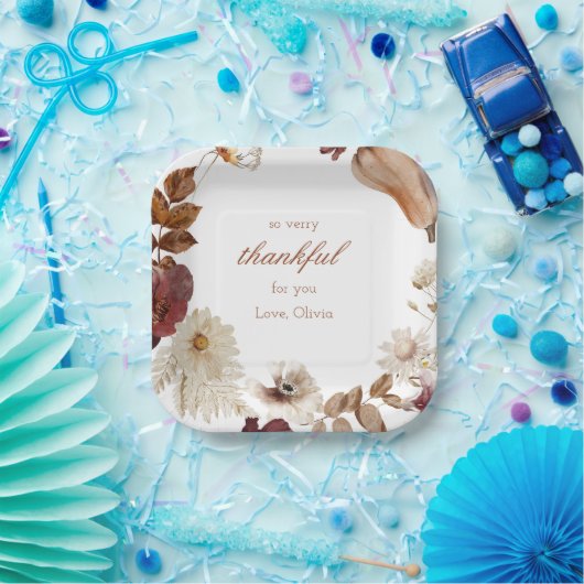 Wasserfarben-neutraler Pumpkin Rustikaler Fall-Par Pappteller (Party)