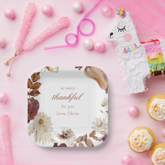 Wasserfarben-neutraler Pumpkin Rustikaler Fall-Par Pappteller (Party)