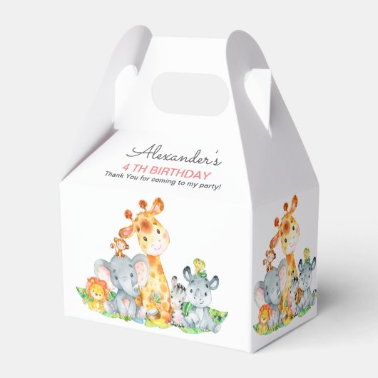Wasserfarben Niedlich Safari Jungle Tiere Geburtst Geschenkschachtel (Vorderseite)