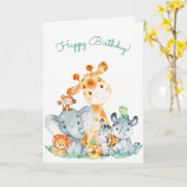Wasserfarben Niedlich Safari Jungle Tiere Geburtst Karte (Gelbe Blume)