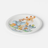 Wasserfarben Niedlich Safari Jungle Tiere Geburtst Pappteller (Schrägansicht)