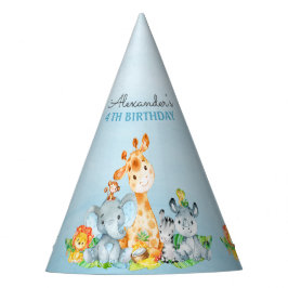 Wasserfarben Niedlich Safari Jungle Tiere Geburtst Partyhütchen